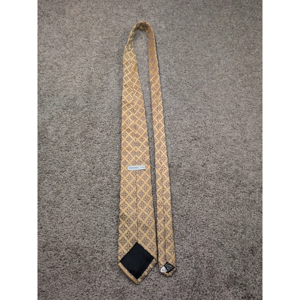 Mark Shale Mens Gold Blue Medallion Silk Necktie Made in USA Italian Design‎